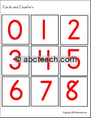 Red Circles and Numbers (ZB-font) for Montessori Counters