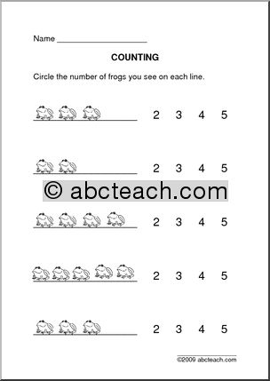 Counting Frogs (up to 5) – pre-k/primary Worksheet