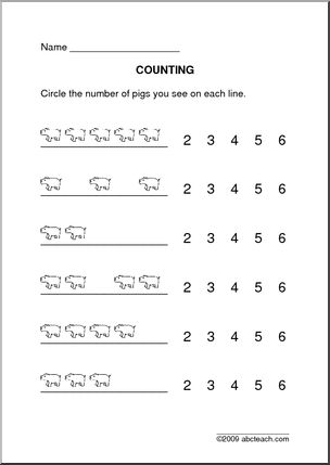 Counting Pigs (up to 5) – pre-k/primary Worksheet