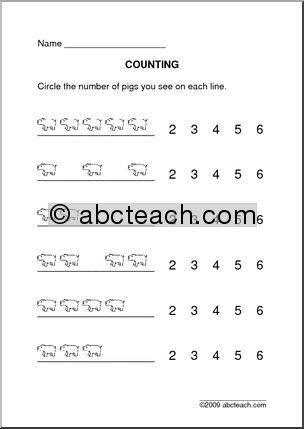 Counting Pigs (up to 5) – pre-k/primary Worksheet