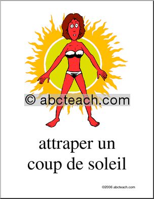 French:, Poster, Attraper un coup de soleil