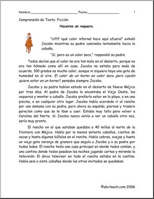 Spanish: ComprensiÃ›n de texto – Hacerse un vaquero (elementaria)