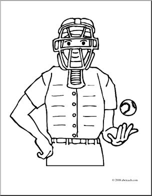 Clip Art: Baseball Umpire (coloring page)