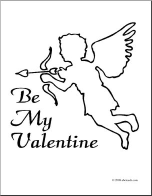 Clip Art: Valentine Cupid (coloring page)