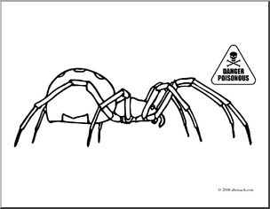 Clip Art: Spiders: Black Widow (coloring page)