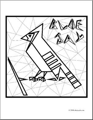 Clip Art: Blue Jay (coloring page)