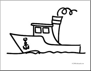 Clip Art: Basic Words: Boat (coloring page)