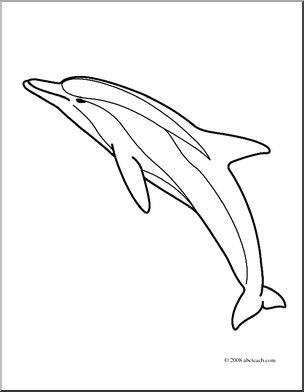 Clip Art: Whale: Bottlenose Dolphin (coloring page)