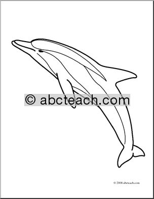 Clip Art: Whale: Bottlenose Dolphin (coloring page)