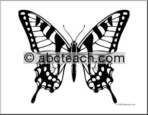 Clip Art: Butterfly: Tiger Swallowtail (coloring page)