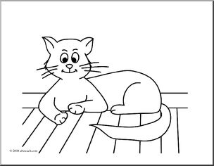 Clip Art: Cartoon Cat 1 (coloring page)