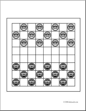 Clip Art: Checkers (coloring page)