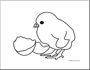 Clip Art: Chick & Egg (coloring page)