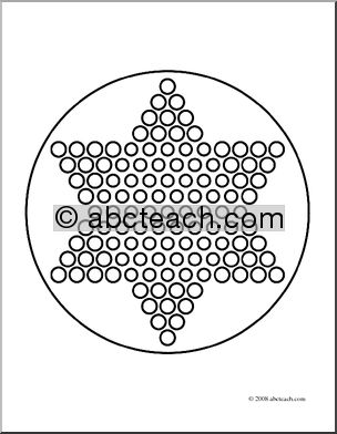 Clip Art: Chinese Checkers (coloring page)