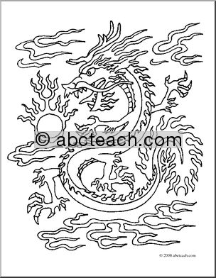 Clip Art: Chinese Dragon (coloring page)