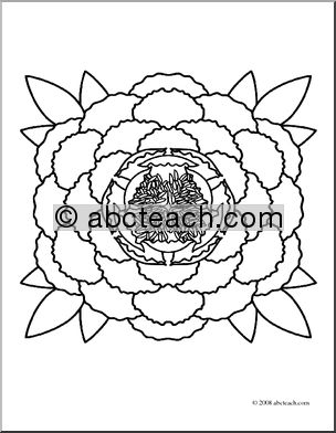 Clip Art: Flower: Chinese Peony (coloring page)