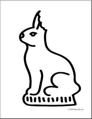 Clip Art: Chocolate Bunny w/ Bite (coloring page)