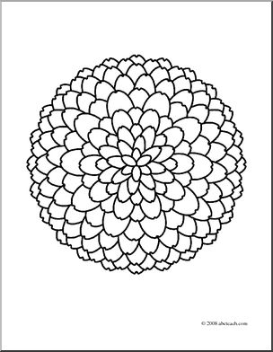 Clip Art: Flower: Chrysanthemum (coloring page)