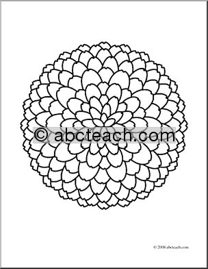 Clip Art: Flower: Chrysanthemum (coloring page)