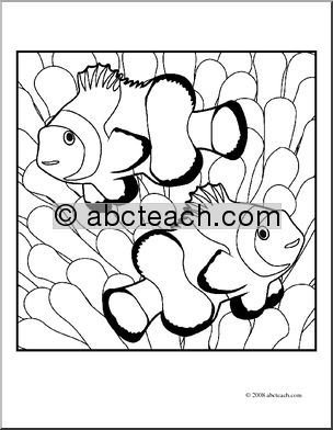 Clip Art: Fish: Clownfish (coloring page)