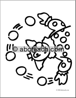 Clip Art: Basic Words: Clown (coloring page)
