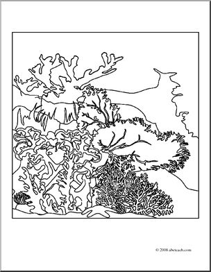 Clip Art: Coral Reef (coloring page)