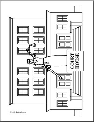 Clip Art: Buildings: Court House (coloring page)