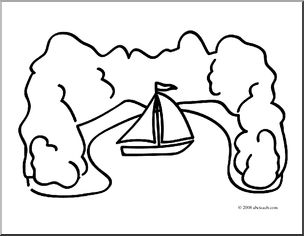 Clip Art: Basic Words: Cove (coloring page)