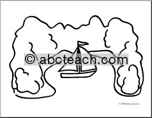 Clip Art: Basic Words: Cove (coloring page)