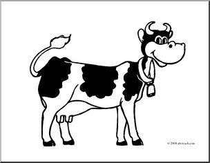 Clip Art: Cartoon Cow (coloring page)