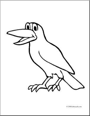 Clip Art: Cartoon Crow (coloring page) – Abcteach
