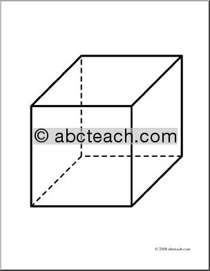 Clip Art: 3D Solids: Cube (coloring page)