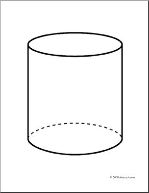Clip Art: 3D Solids: Cylinder (coloring page)