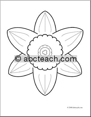 Clip Art: Daffodil Head (coloring page)