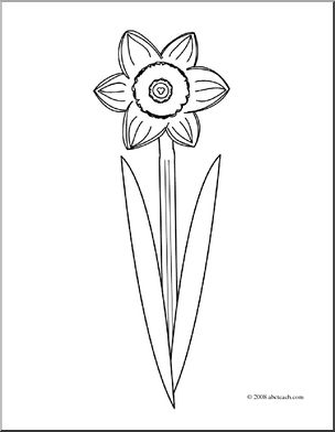 Clip Art: Daffodil Single (coloring page)