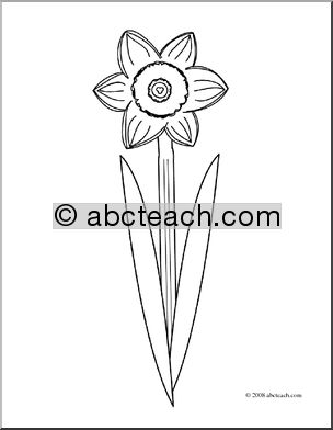 Clip Art: Daffodil Single (coloring page)