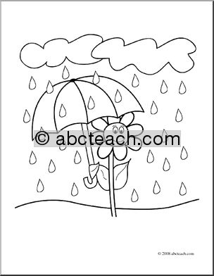 Clip Art: Daisy Rainy Day (coloring page)