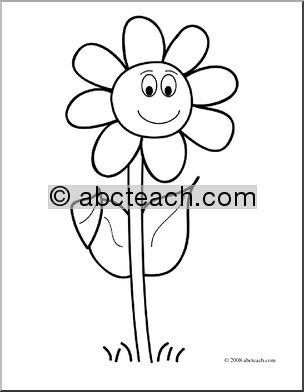 Clip Art: Smiling Daisy (coloring page)