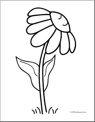 Clip Art: Sunning Daisy (coloring page)