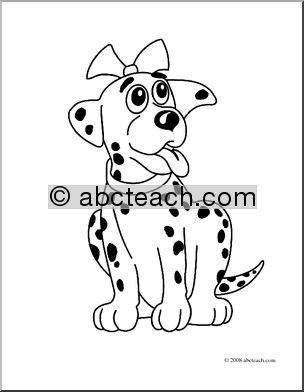 Clip Art: Cartoon Dalmatian Girl Puppy (coloring page)