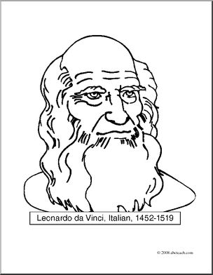 Clip Art: Artists: Leonardo da Vinci (coloring page)
