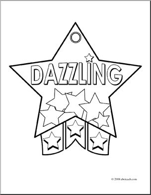 Clip Art: Dazzling Award (coloring page)