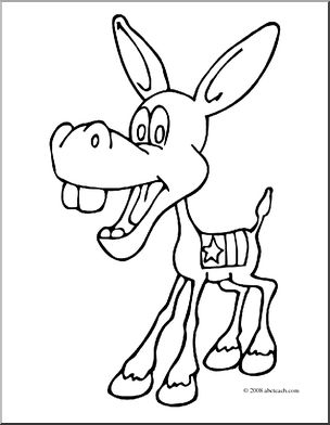 Clip Art: US Government: Democratic Donkey (coloring page)