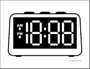 Clip Art: Clock Digital Blank Face (coloring page)