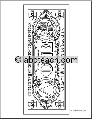 Clip Art: Dollar Bill Outline Back (coloring page)