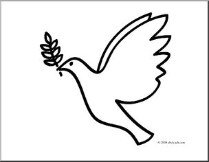 Clip Art: Basic Words: Dove (coloring page)
