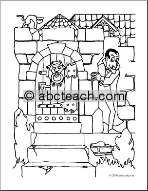 Clip Art: Halloween Houses: Drac’s Castle (coloring page)