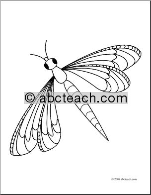 Clip Art: Insects: Dragonfly (coloring page)