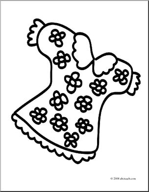 Clip Art: Basic Words: Dress (coloring page)