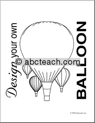 Clip Art: DYO Hot Air Balloon (coloring page)